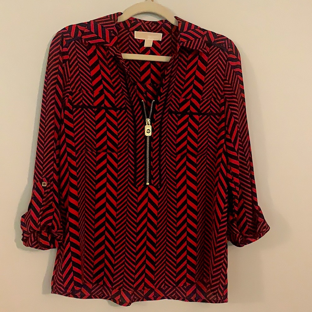Chevron Blouse with exposed zipper